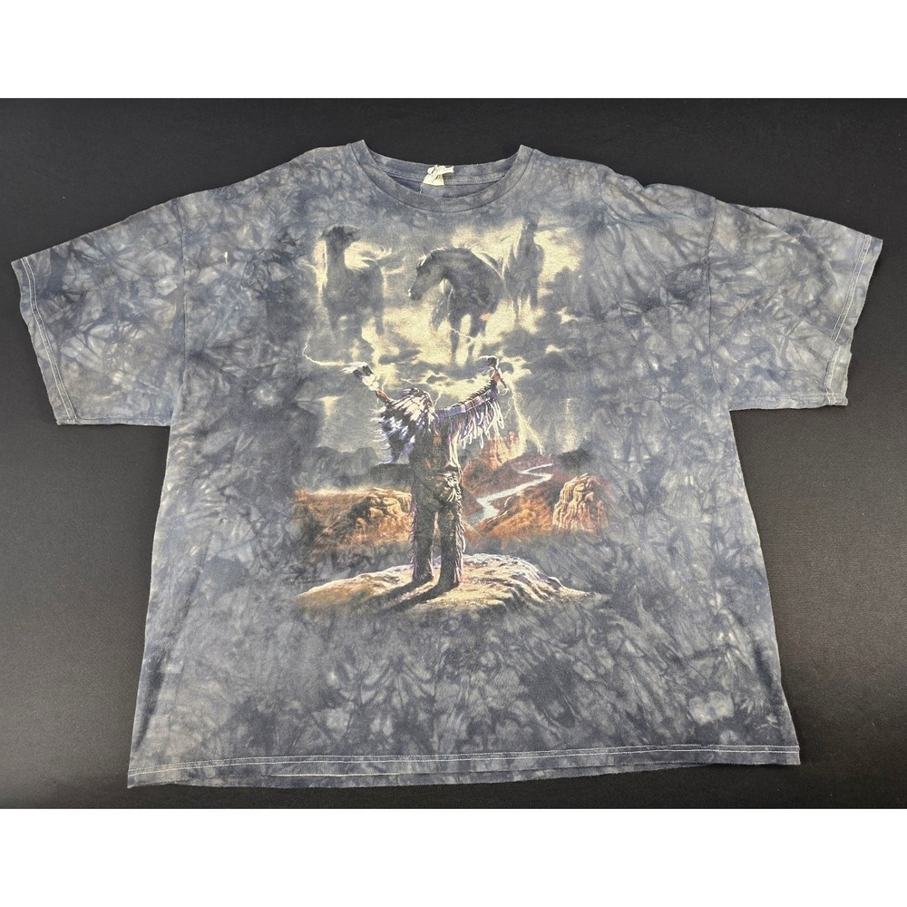 Vintage Native American Spirit Horses Tie Dye T-Shirt Delta Pro Weight 3XL‎